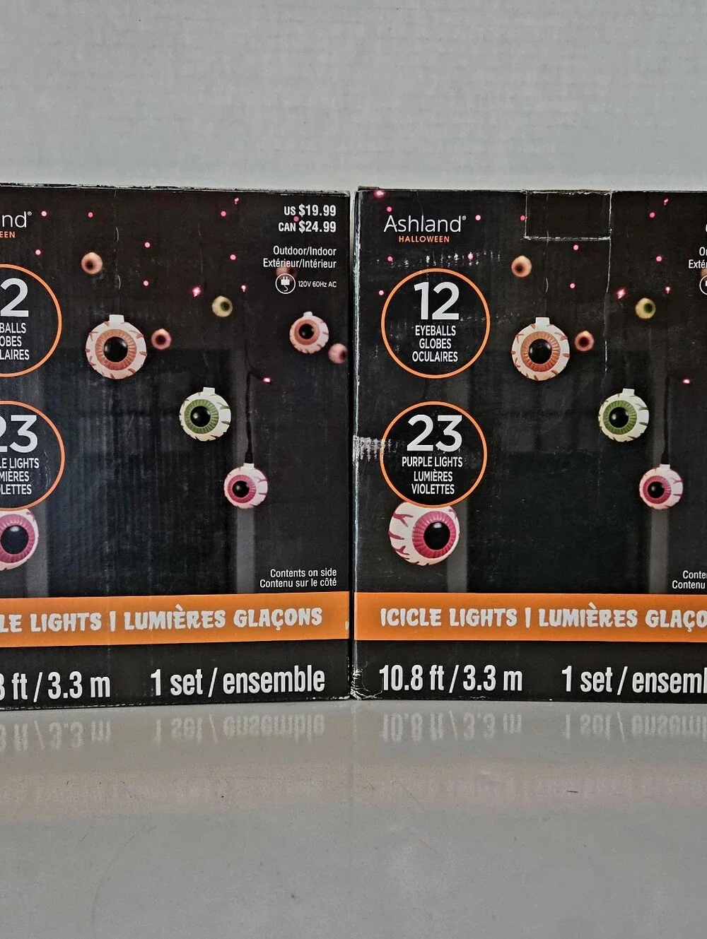 Ashland Halloween Eyeball Icicle Lights 2 Boxes 23 Purple 12 Eyeballs ea 717676